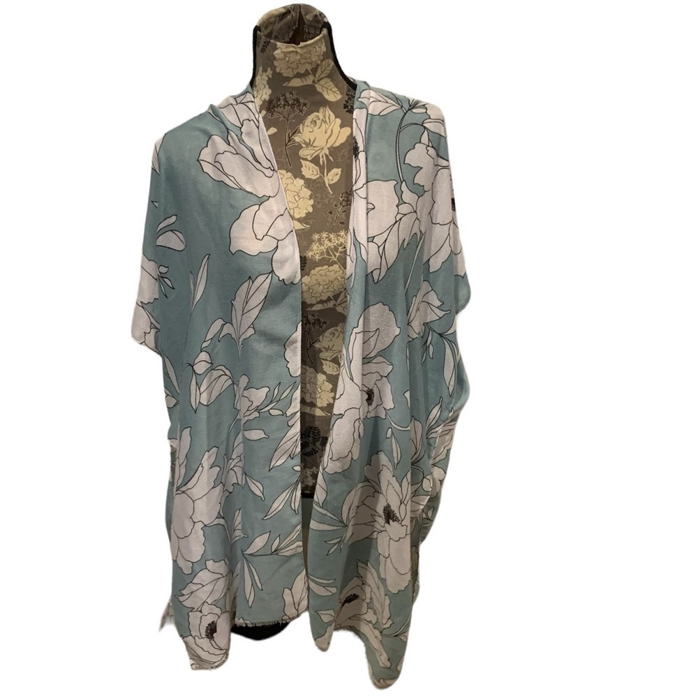 Teal Floral Kimono Coverup one size